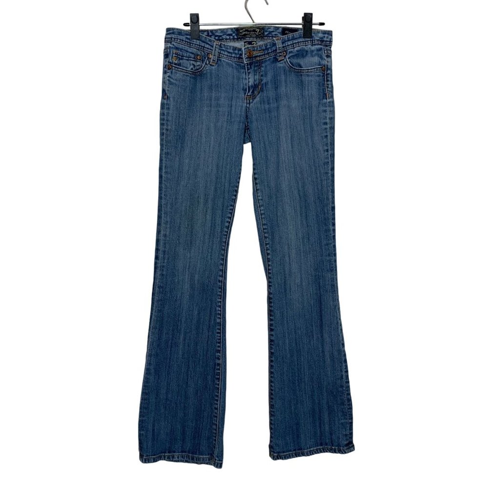 Seven Blue Jeans Flare Leg Low Rise Cotton Stretch Denim Pants Women's Size 28